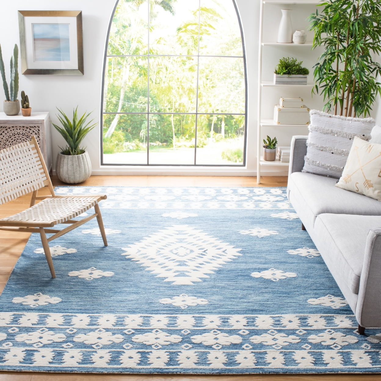 SAFAVIEH Aspen Kerry Geometric Area Rug, Blue/Ivory, 3' x 5'