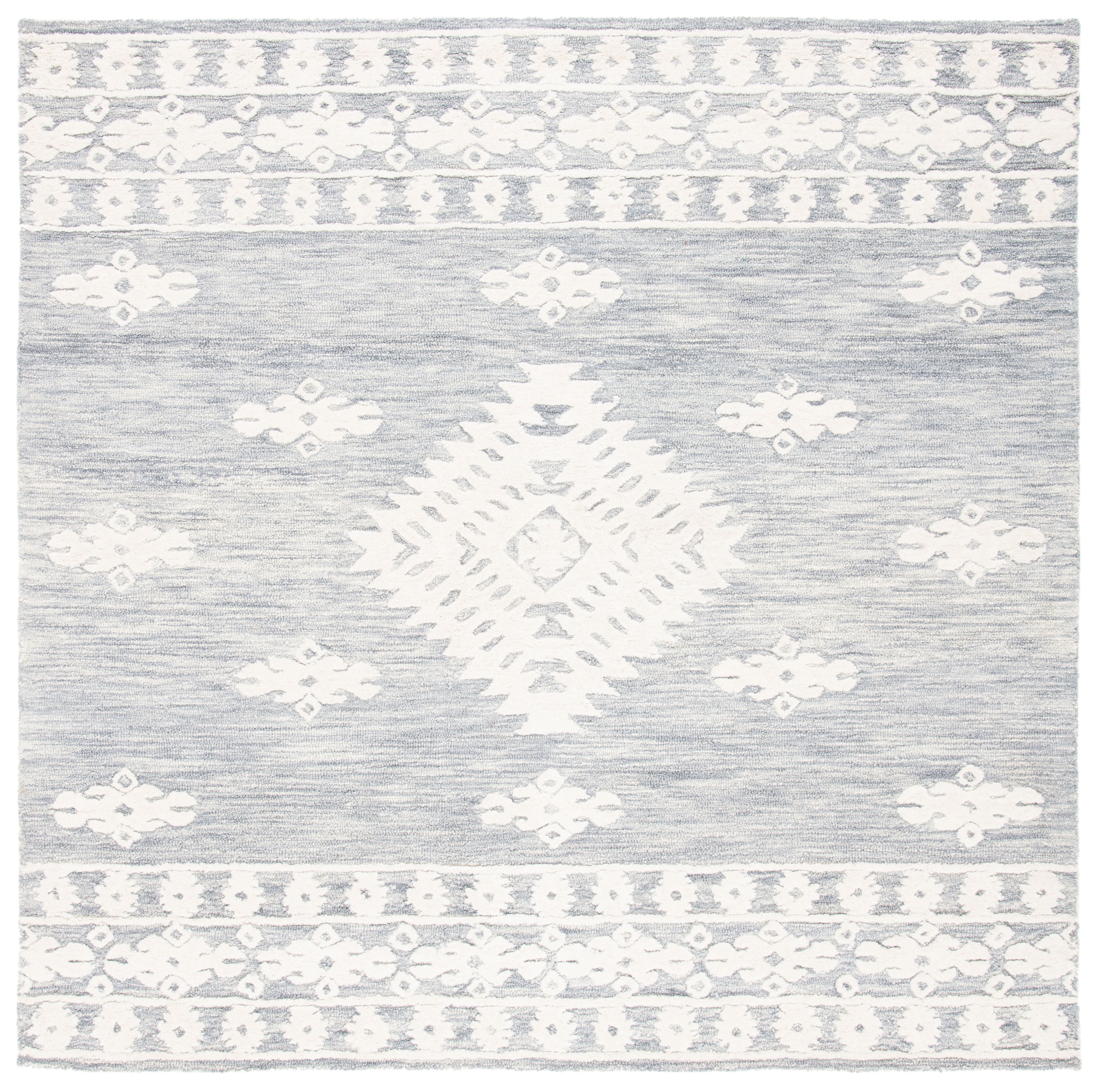 SAFAVIEH Aspen Kerry Geometric Area Rug, Light Grey/Ivory, 7' x 7' Square