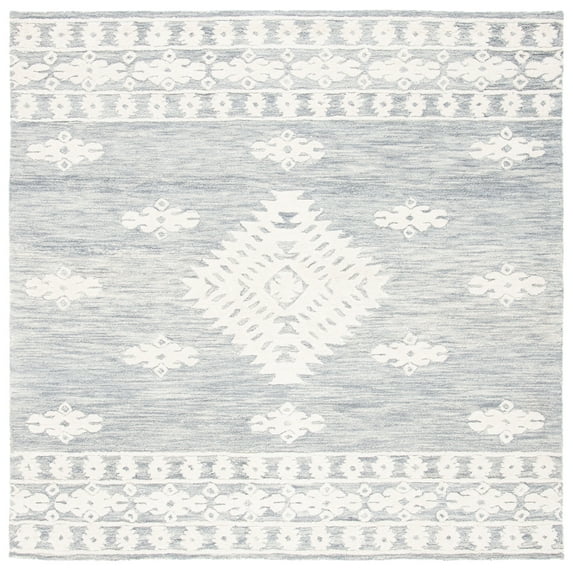 SAFAVIEH Aspen Kerry Geometric Area Rug, Light Grey/Ivory, 7' x 7' Square