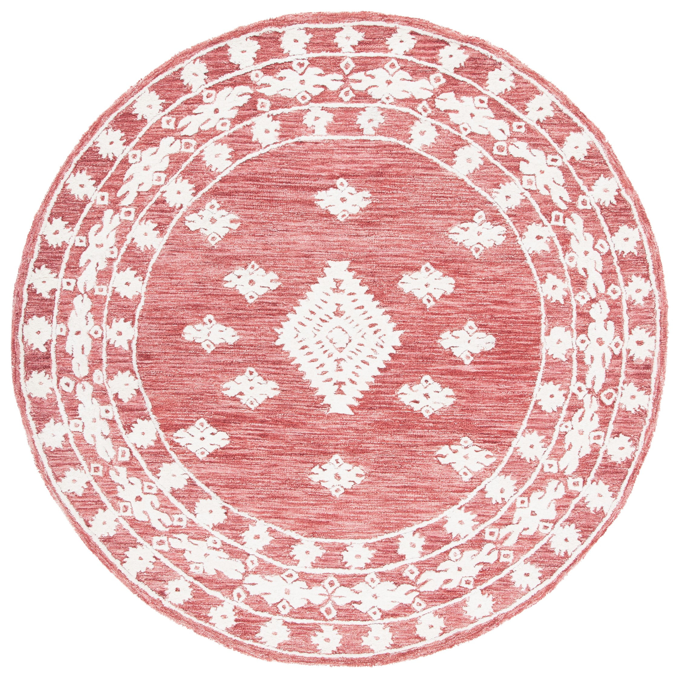 SAFAVIEH Aspen Kerry Geometric Area Rug, Rust/Ivory, 7' x 7' Round