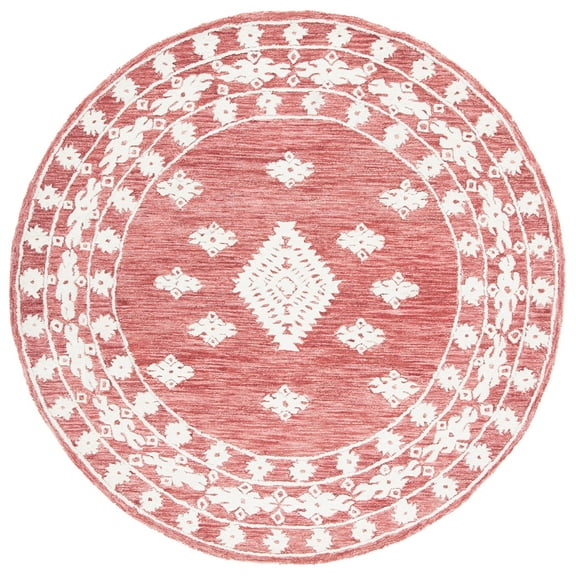 SAFAVIEH Aspen Kerry Geometric Area Rug, Rust/Ivory, 7' x 7' Round
