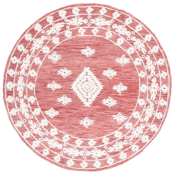 SAFAVIEH Aspen Kerry Geometric Area Rug, Rust/Ivory, 7' x 7' Round
