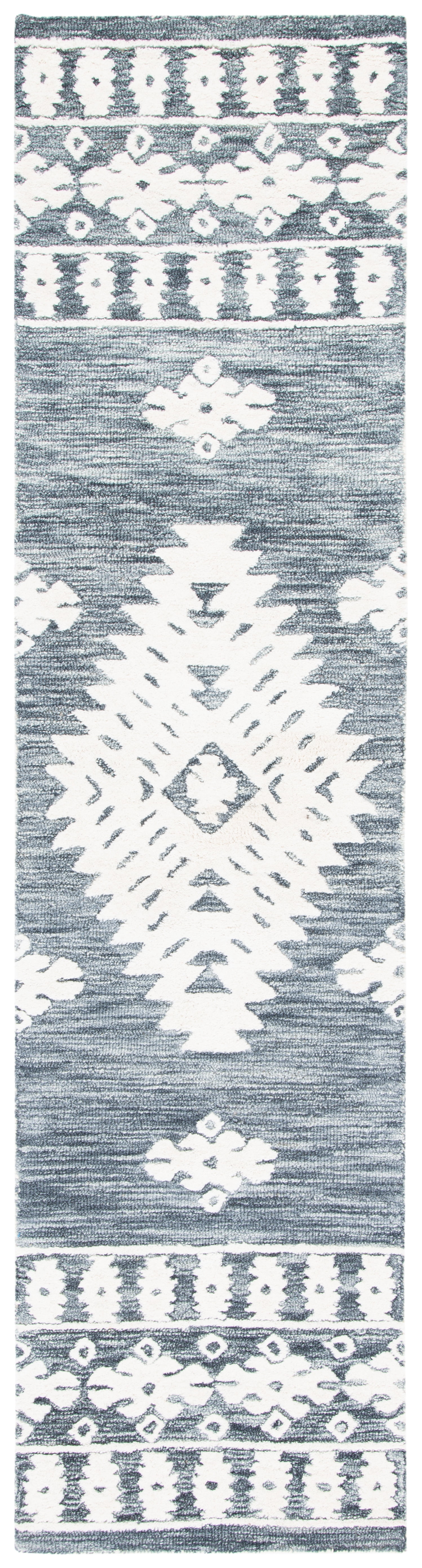 SAFAVIEH Aspen Kerry Geometric Runner Rug, Dark Grey/Ivory, 2'3" x 9'