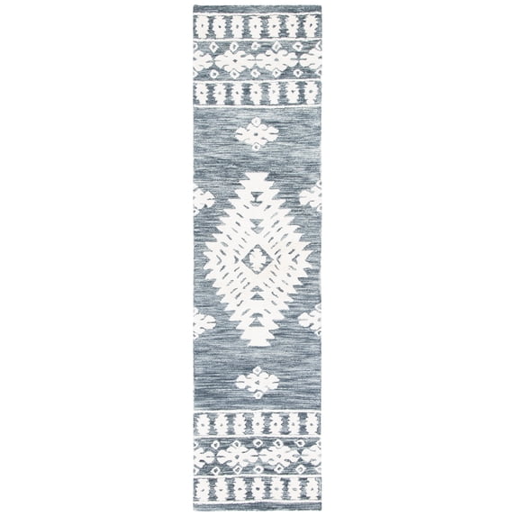 SAFAVIEH Aspen Kerry Geometric Runner Rug, Dark Grey/Ivory, 2'3" x 9'