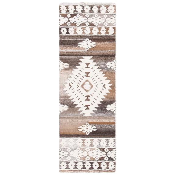 SAFAVIEH Aspen Kerry Geometric Runner Rug, Ivory/Light Brown, 2'3" x 7'