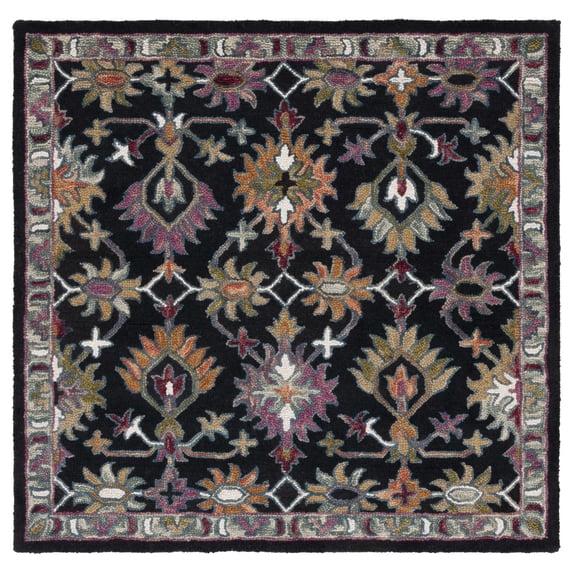 SAFAVIEH Aspen Kiro Tribal Area Rug, Black/Pink, 5' x 5' Square