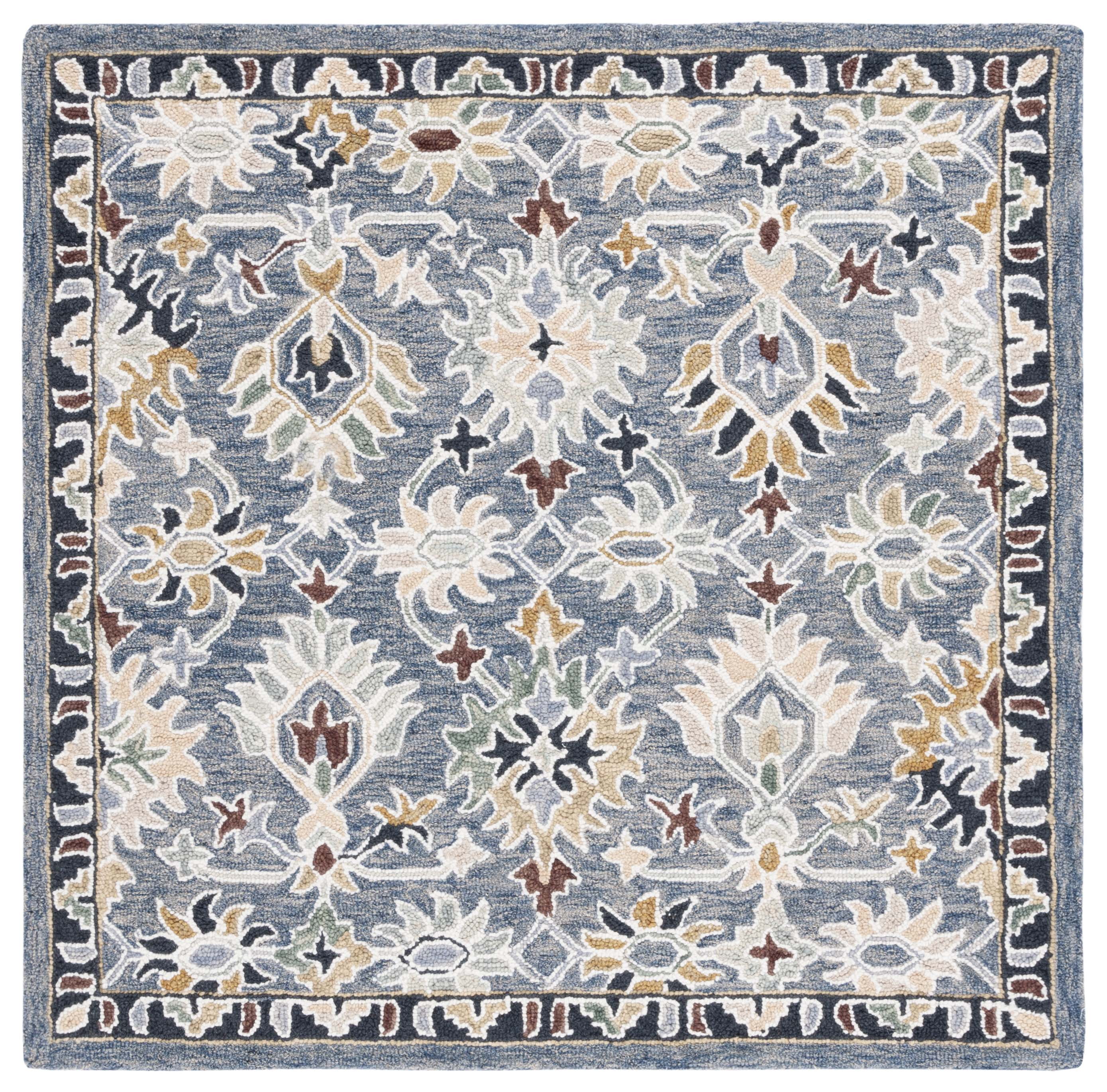Handmade Gray Tufted Wool Square Area Rug - 5' x 5'