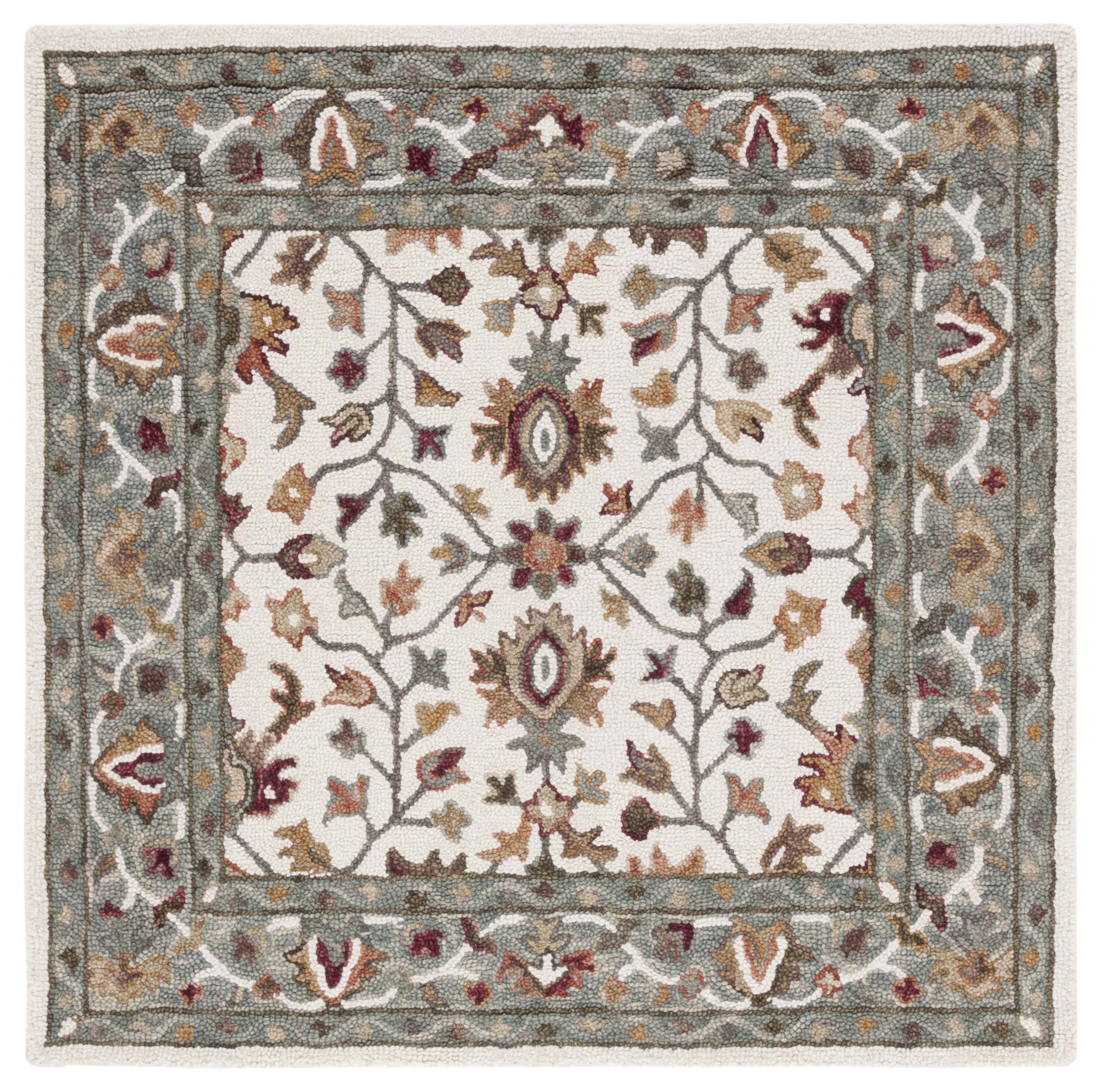 SAFAVIEH Aspen Korrine Tribal Area Rug, Ivory/Grey, 5' x 5' Square
