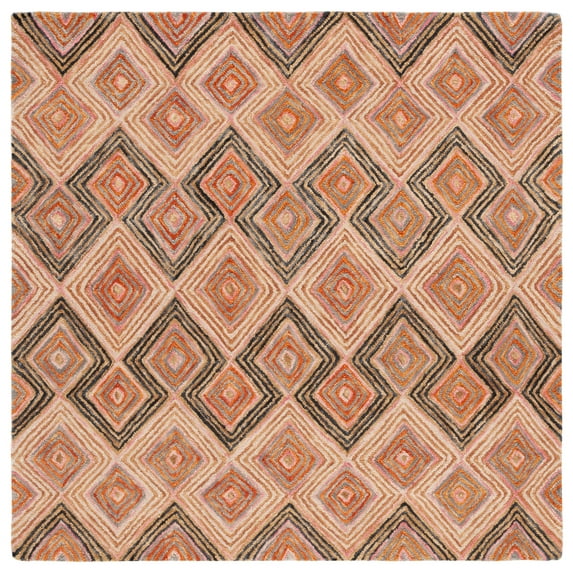 SAFAVIEH Aspen Kristal Abstract Geometric Wool Area Rug, Gold/Olive, 6' x 6' Square