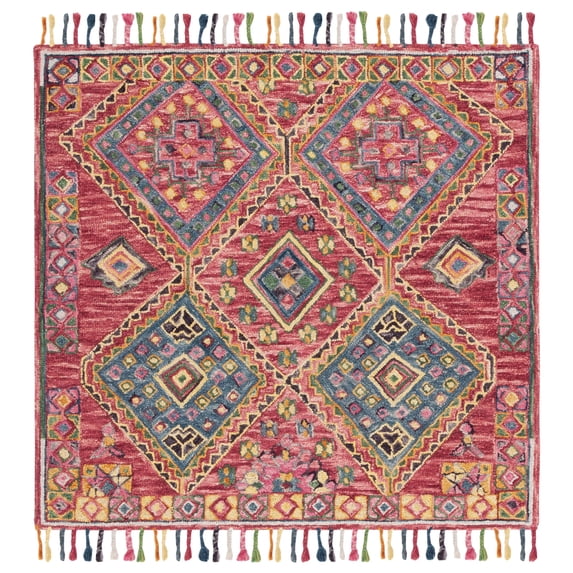 SAFAVIEH Aspen Kristen Geometric Area Rug, Red/Blue, 5' x 5' Square