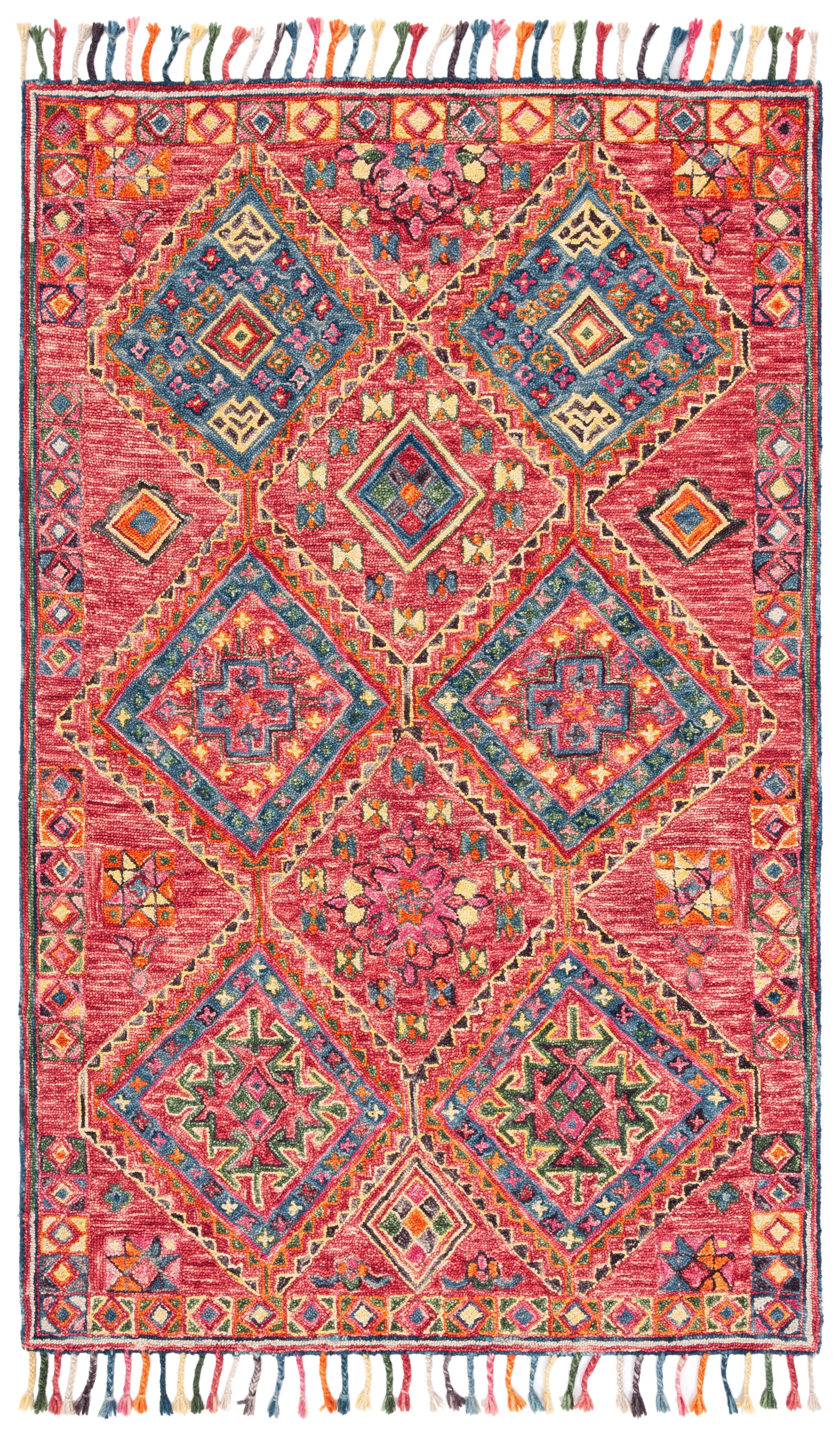 Handmade Red Wool Geometric 8' x 10' Area Rug