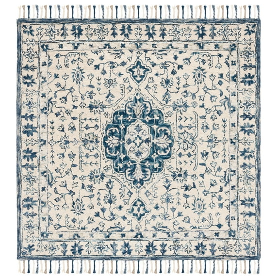 SAFAVIEH Aspen LACEWORK Oriental Area Rug, Ivory/Blue, 3' x 3' Square