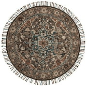 SAFAVIEH Aspen Lance Oriental Wool Area Rug, Charcoal/Light Brown, 7' x 7' Round