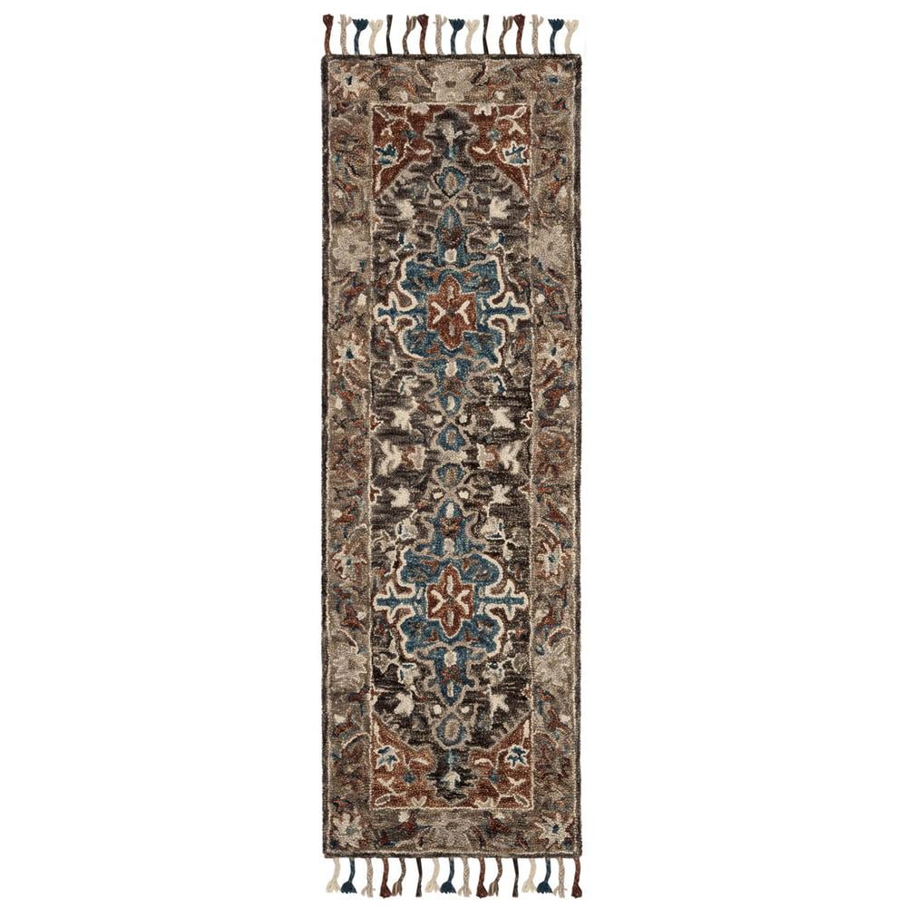 Handmade Blue Floral Wool Tufted Area Rug 27" x 5"