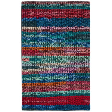 SAFAVIEH Aspen Leontyne Geometric Wool Area Rug, Navy/Red, 3' x 5'