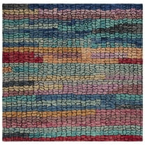 SAFAVIEH Aspen Leontyne Geometric Wool Area Rug, Navy/Red, 7' x 7' Square