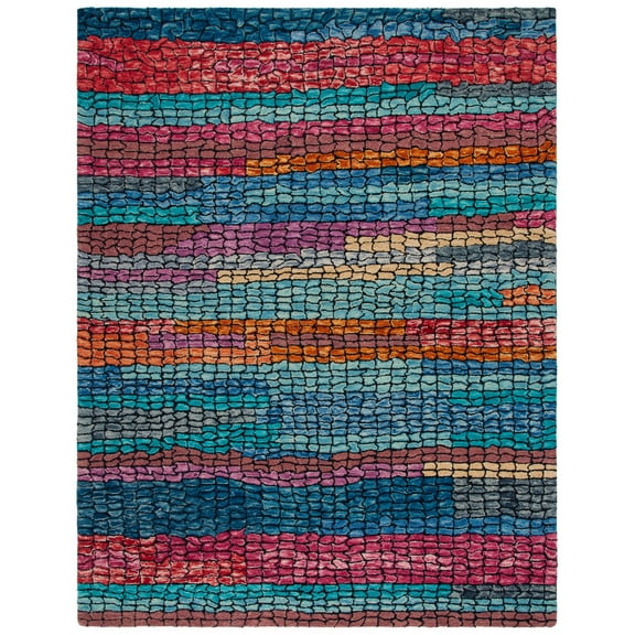 SAFAVIEH Aspen Leontyne Geometric Wool Area Rug, Navy/Red, 8' x 10'