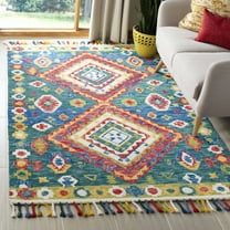 SAFAVIEH Aspen Linnette Geometric Wool Area Rug, Green/Red, 5' x 8'