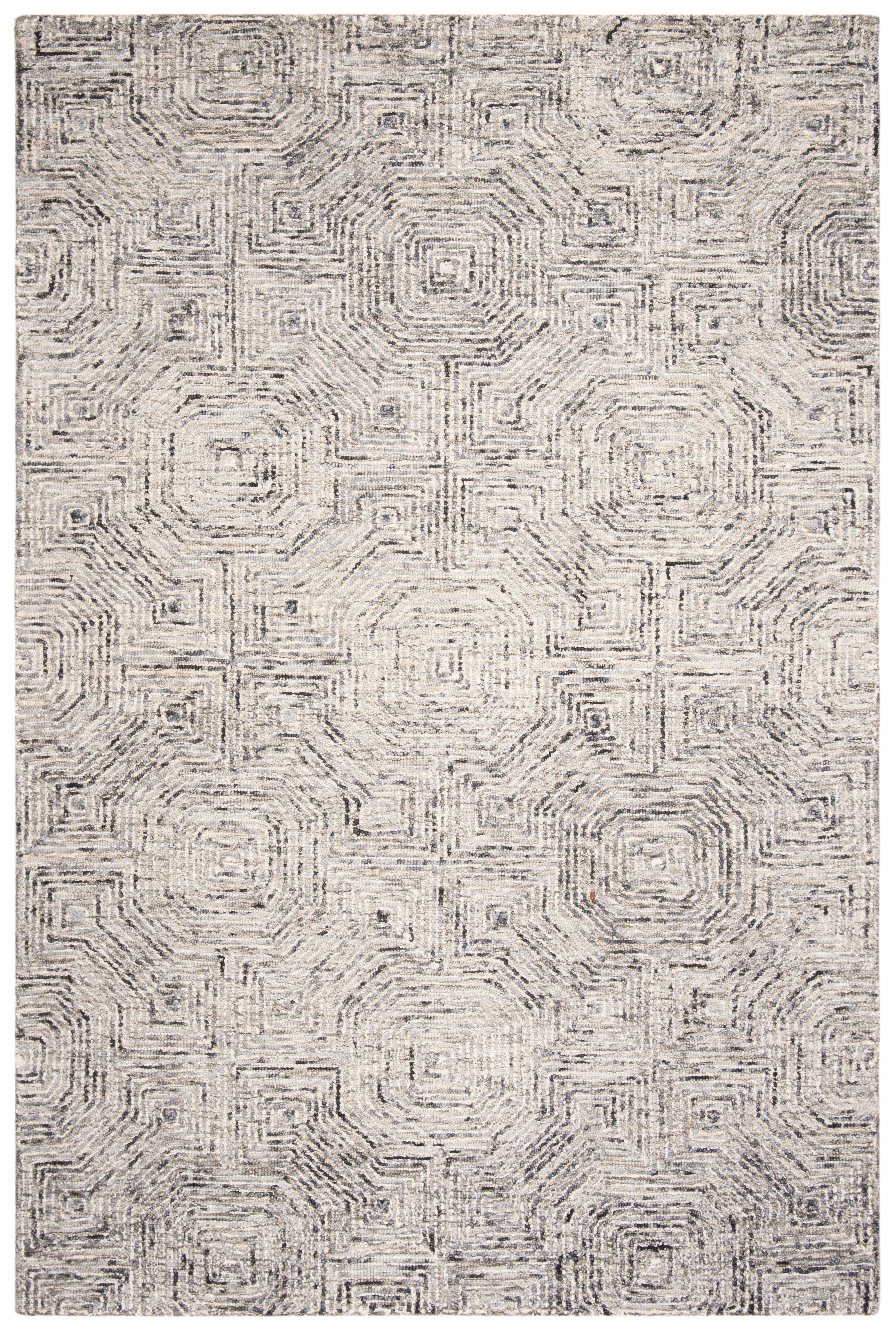 Gray Geometric Hand-Tufted Wool 6' x 9' Area Rug