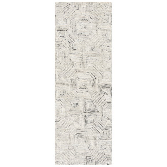 SAFAVIEH Aspen Linton Distressed Geometric Wool Runner Rug, Grey/Beige, 2'3" x 7'