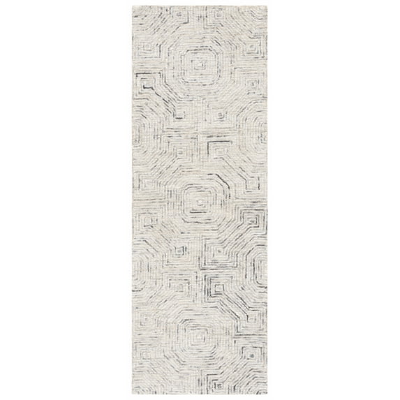 SAFAVIEH Aspen Linton Distressed Geometric Wool Runner Rug, Grey/Beige, 2'3" x 9'