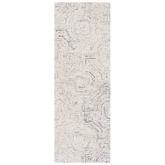 SAFAVIEH Aspen Linton Distressed Geometric Wool Runner Rug, Grey/Beige, 2'3" x 9'