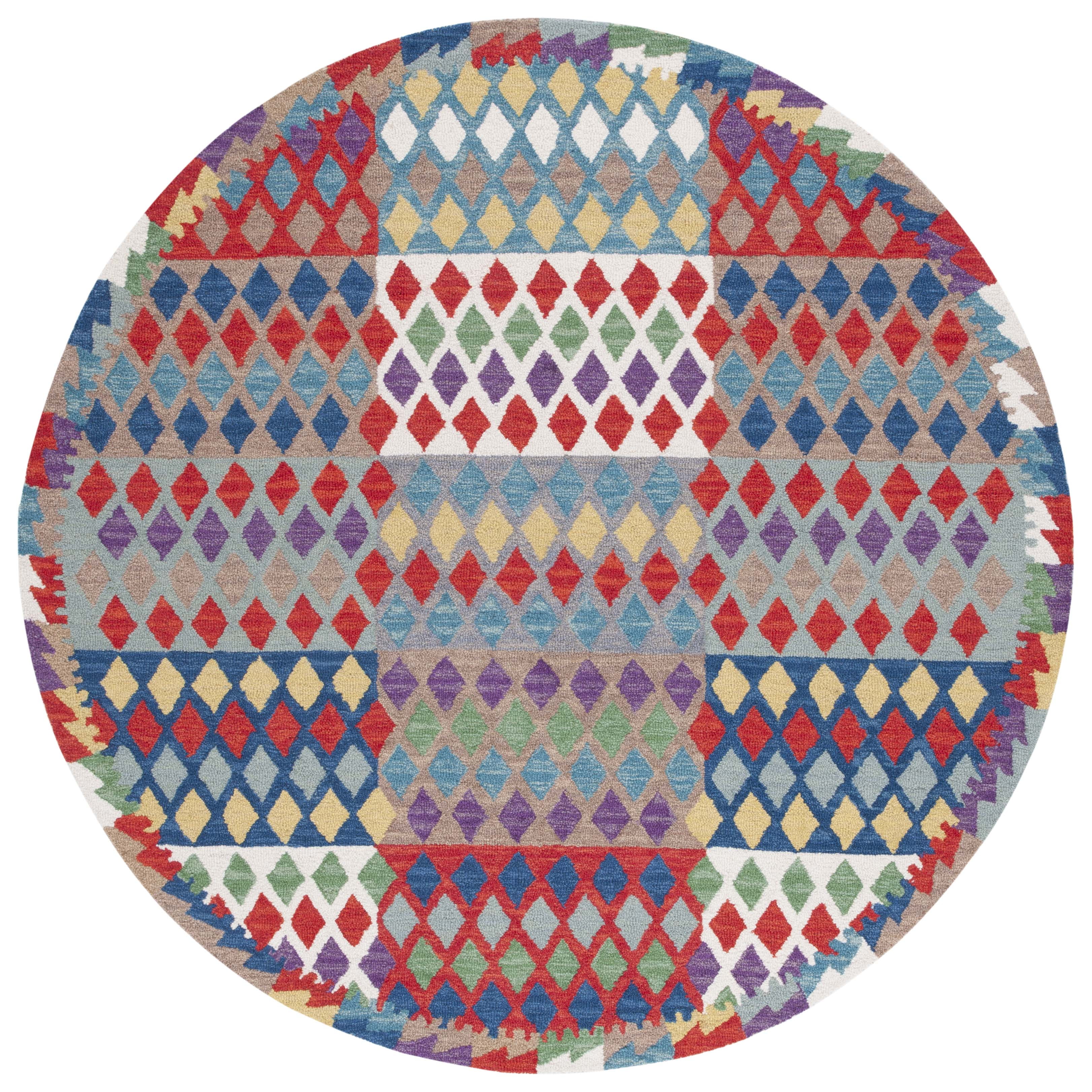 SAFAVIEH Aspen Ludwig Tribal Area Rug, Red/Blue, 7' x 7' Round