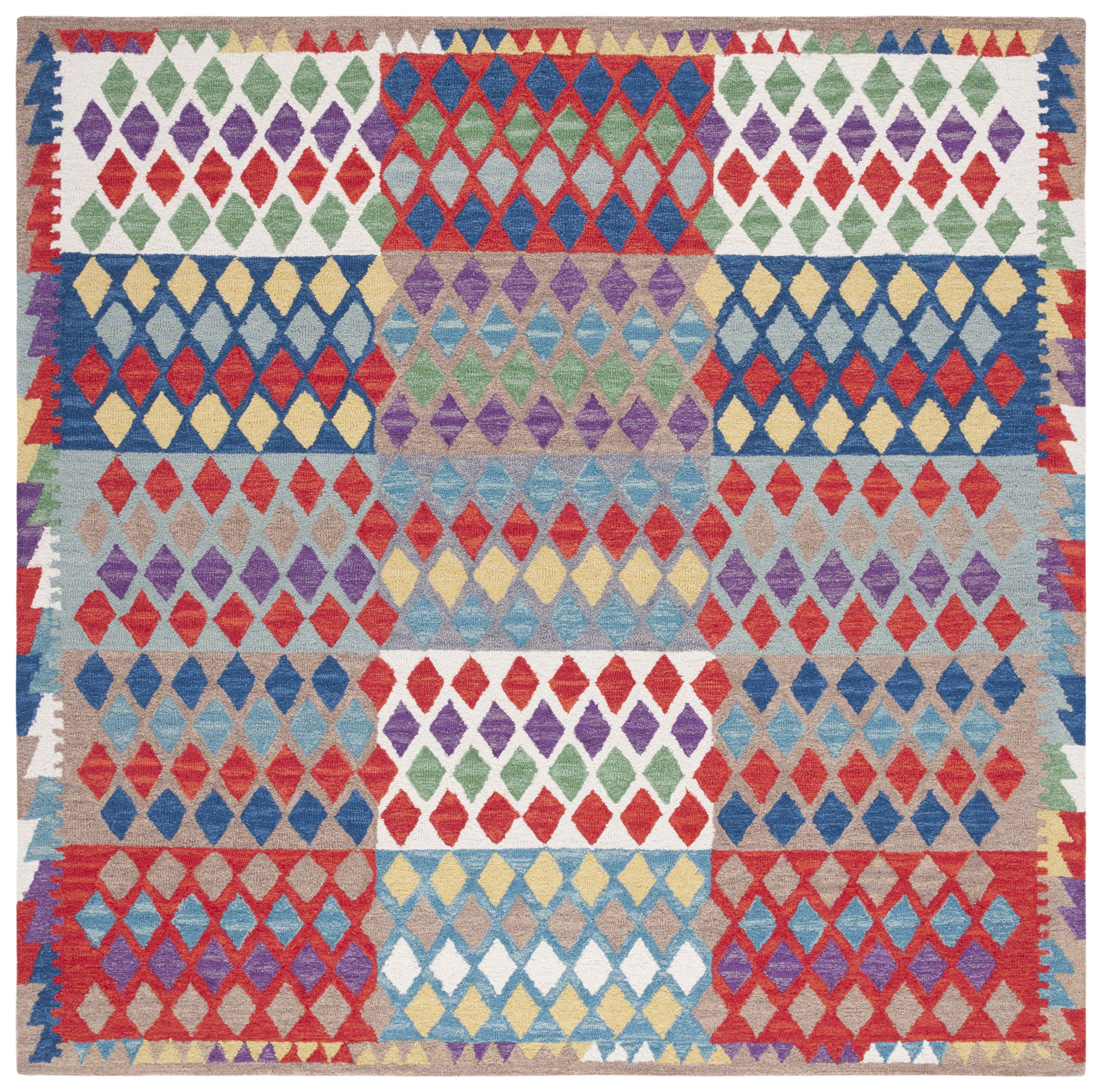 SAFAVIEH Aspen Ludwig Tribal Area Rug, Red/Blue, 7' x 7' Square