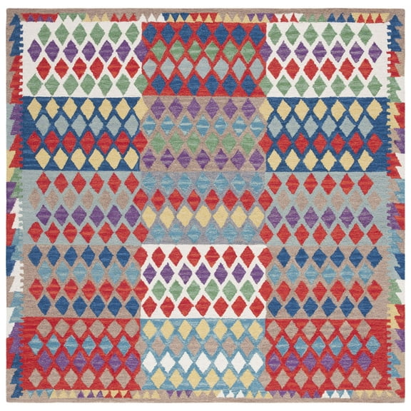 SAFAVIEH Aspen Ludwig Tribal Area Rug, Red/Blue, 7' x 7' Square