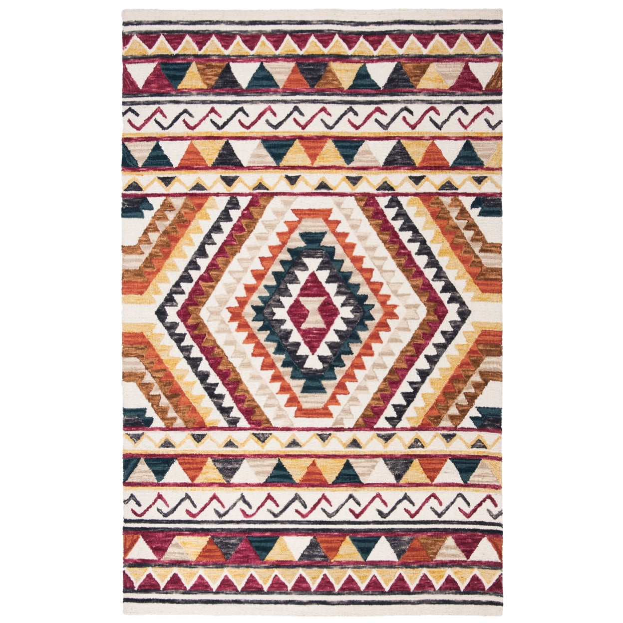 Ivory Tufted Wool Rectangular Handmade Rug