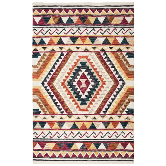 SAFAVIEH Aspen Malvena Geometric Wool Area Rug, Rust/Ivory, 2' x 3'