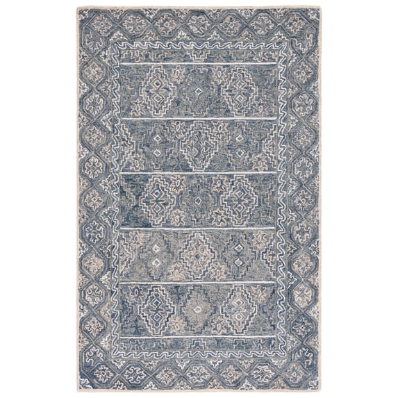 SAFAVIEH Aspen Marcoantonio Floral Bordered Wool Area Rug, Blue/Beige, 2' x 3'