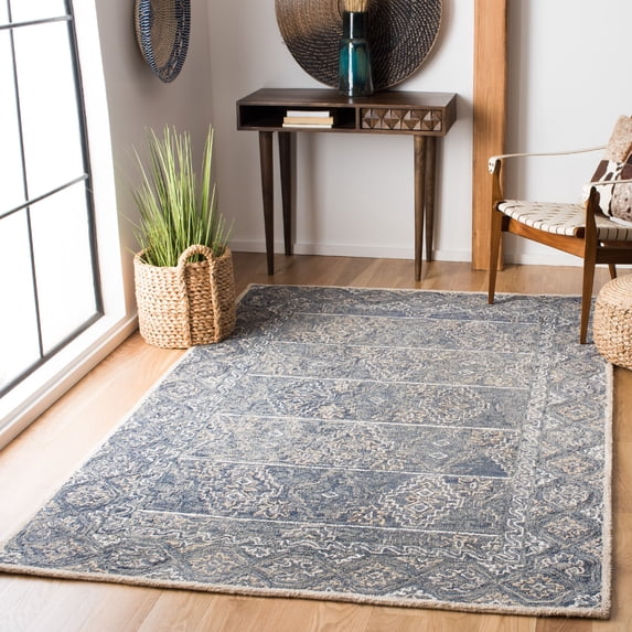 SAFAVIEH Aspen Marcoantonio Floral Wool Area Rug, Blue/Beige, 6' x 9'