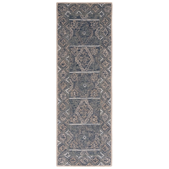 SAFAVIEH Aspen Marcoantonio Floral Wool Runner Rug, Blue/Beige, 2'3" x 8'