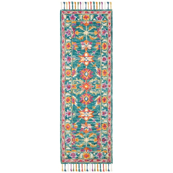 SAFAVIEH Aspen Mario Colorful Floral Wool Area Rug, Turquoise/Purple, 2'3" x 5'