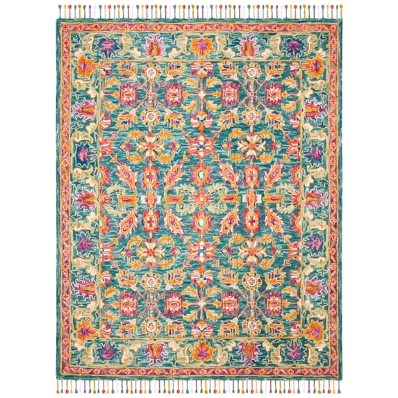SAFAVIEH Aspen Mario Floral Wool Area Rug, Turquoise/Purple, 2' x 3'
