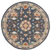 SAFAVIEH Aspen Marisa Tribal Area Rug, Blue/Rust, 5' x 5' Round