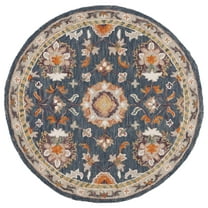 SAFAVIEH Aspen Marisa Tribal Area Rug, Blue/Rust, 5' x 5' Round