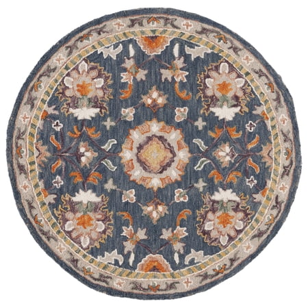 SAFAVIEH Aspen Marisa Tribal Area Rug, Blue/Rust, 5' x 5' Round