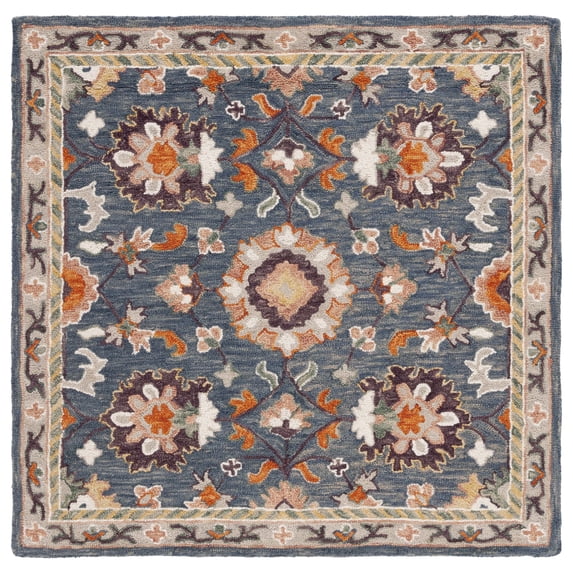 SAFAVIEH Aspen Marisa Tribal Area Rug, Blue/Rust, 5' x 5' Square
