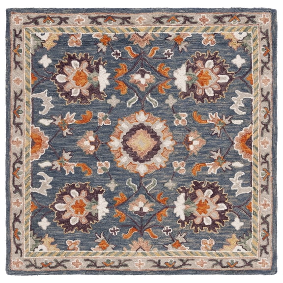 SAFAVIEH Aspen Marisa Tribal Area Rug, Blue/Rust, 5' x 5' Square