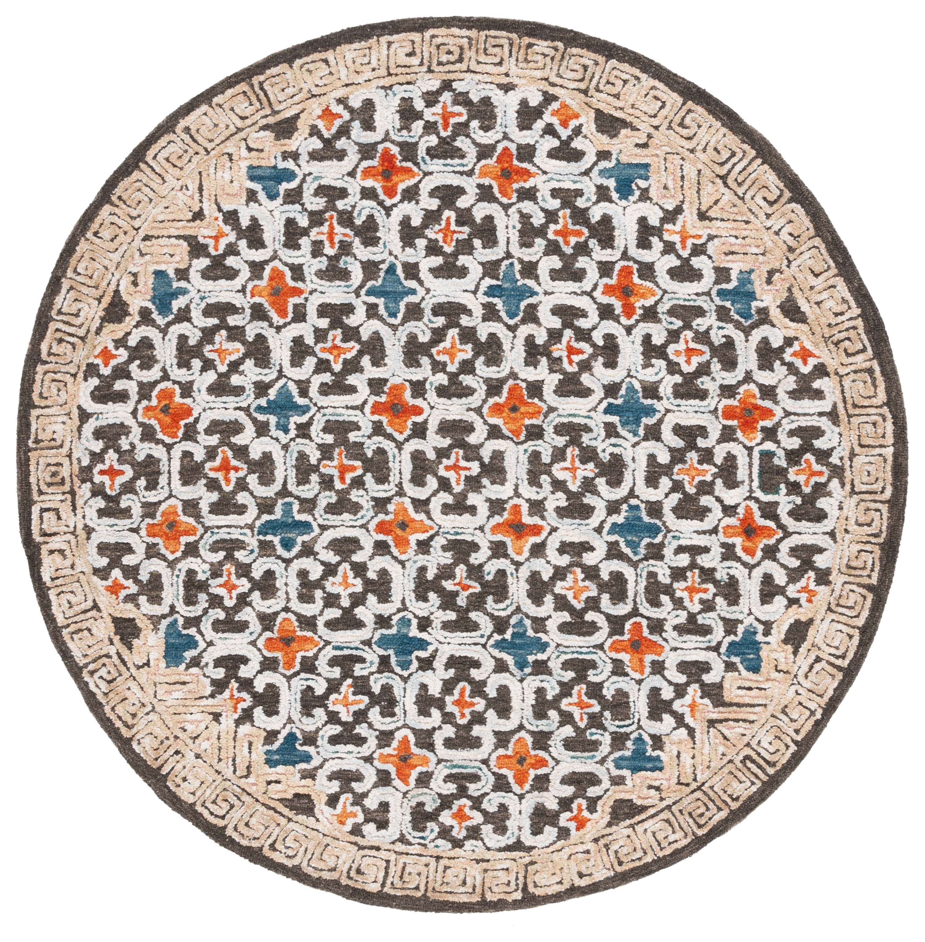 SAFAVIEH Aspen Matilda Floral Bordered Area Rug, Blue/Taupe, 6' x 6' Round