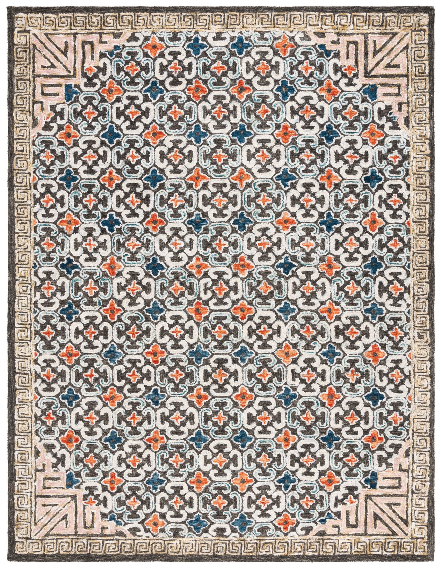 Handmade Tufted Geometric Wool-Viscose Blend Rug 9' x 12' - Blue