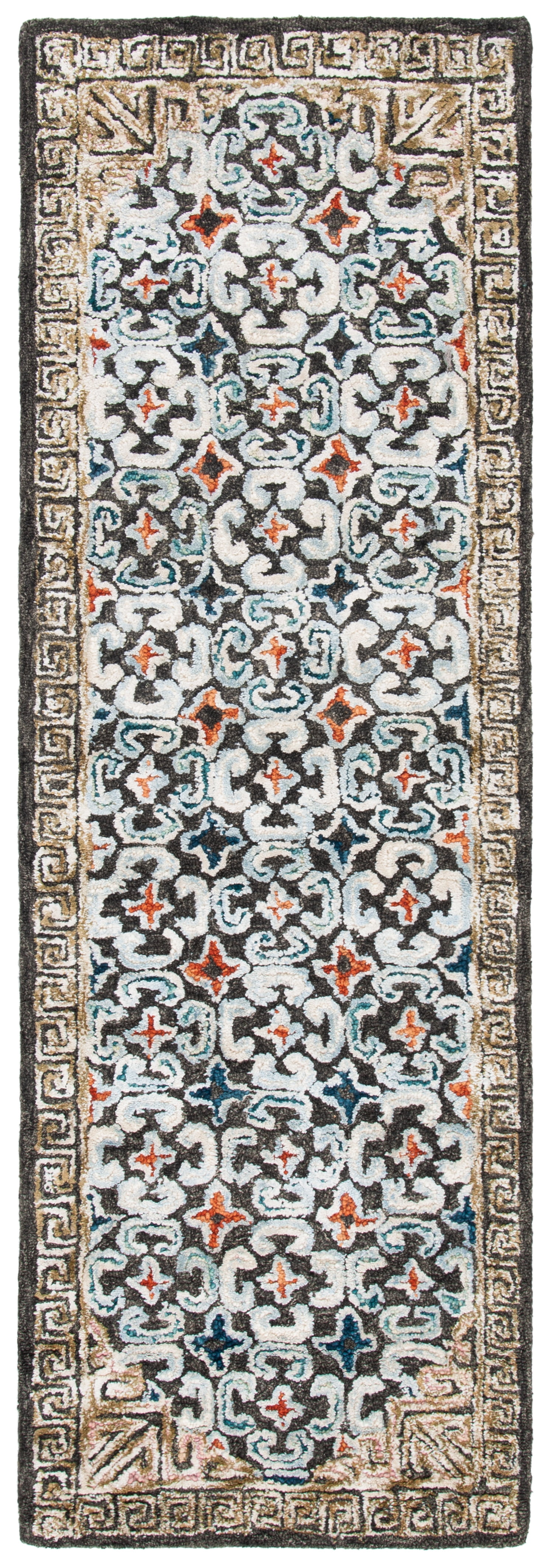 SAFAVIEH Aspen Matilda Floral Bordered Runner Rug, Blue/Taupe, 2'3" x 8'