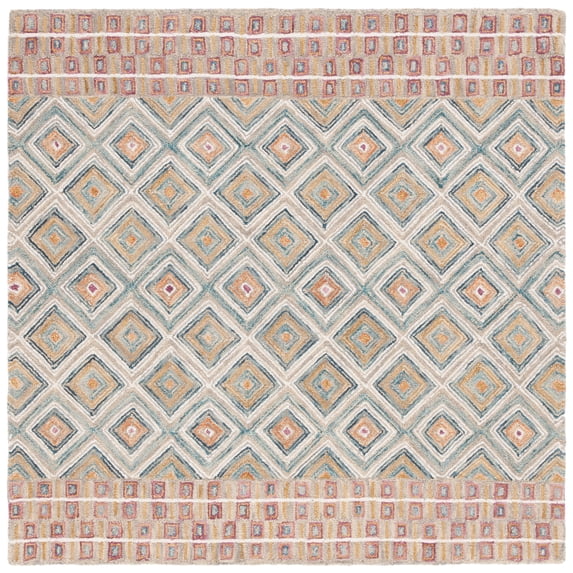 SAFAVIEH Aspen Maurice Geometric Wool Area Rug, Green/Red, 6' x 6' Square