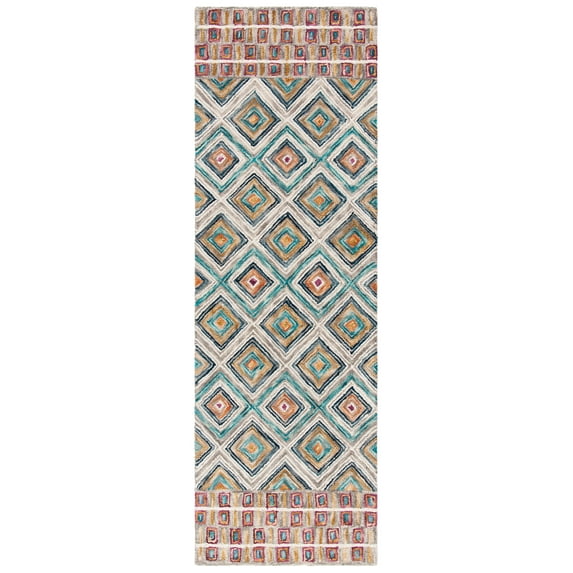 SAFAVIEH Aspen Maurice Geometric Wool Runner Rug, Green/Red, 2'3" x 5'