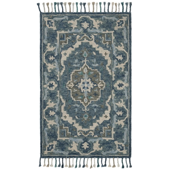 SAFAVIEH Aspen Melvin Southwestern Wool Area Rug, Dark Blue/Grey, 3' x 5'