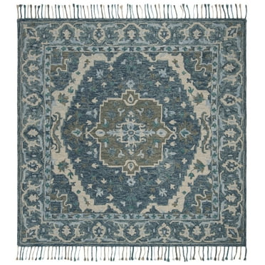 SAFAVIEH Aspen Melvin Southwestern Wool Area Rug, Dark Blue/Grey, 5' x 5' Square