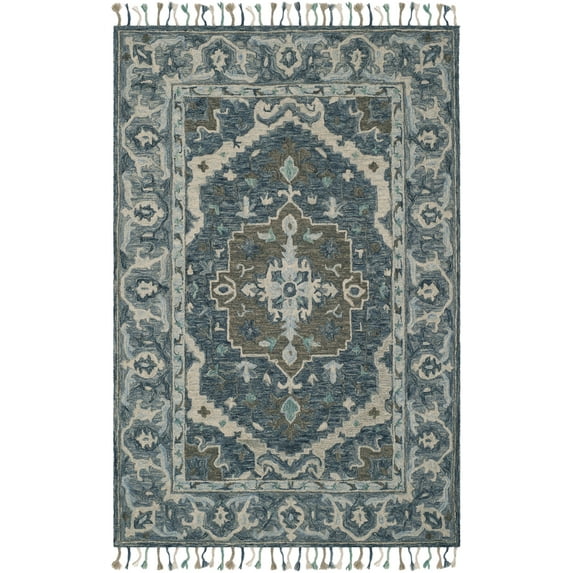 SAFAVIEH Aspen Melvin Southwestern Wool Area Rug, Dark Blue/Grey, 6' x 9'