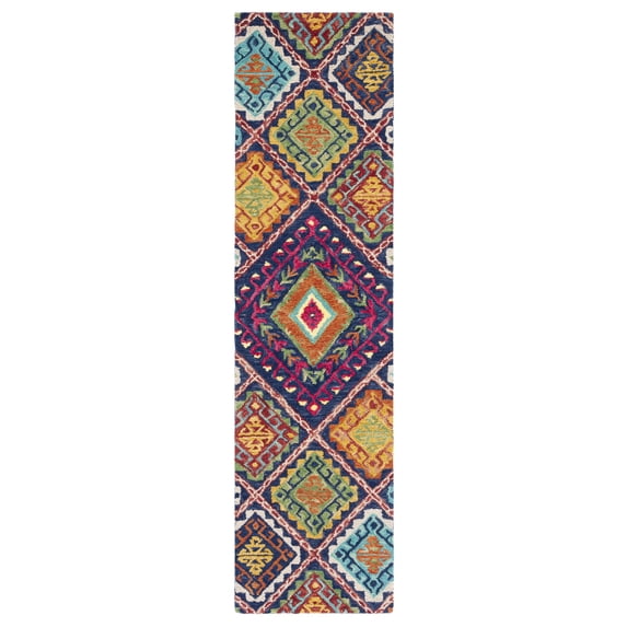 SAFAVIEH Aspen Mia Geometric Wool Runner Rug, Blue/Multi, 2'3" x 9'